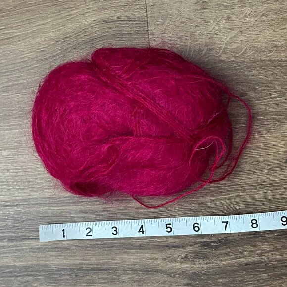 Mohair Natural Fiber Hand Spun Magenta Yarn - Picture 5 of 6